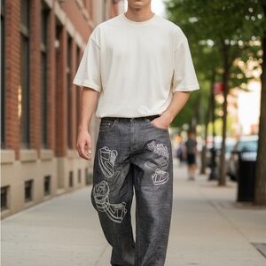 VTG Y2K SOUTHPOLE MENS BAGGY JEANS 36 EMBROIDERED JESSE PINKMAN